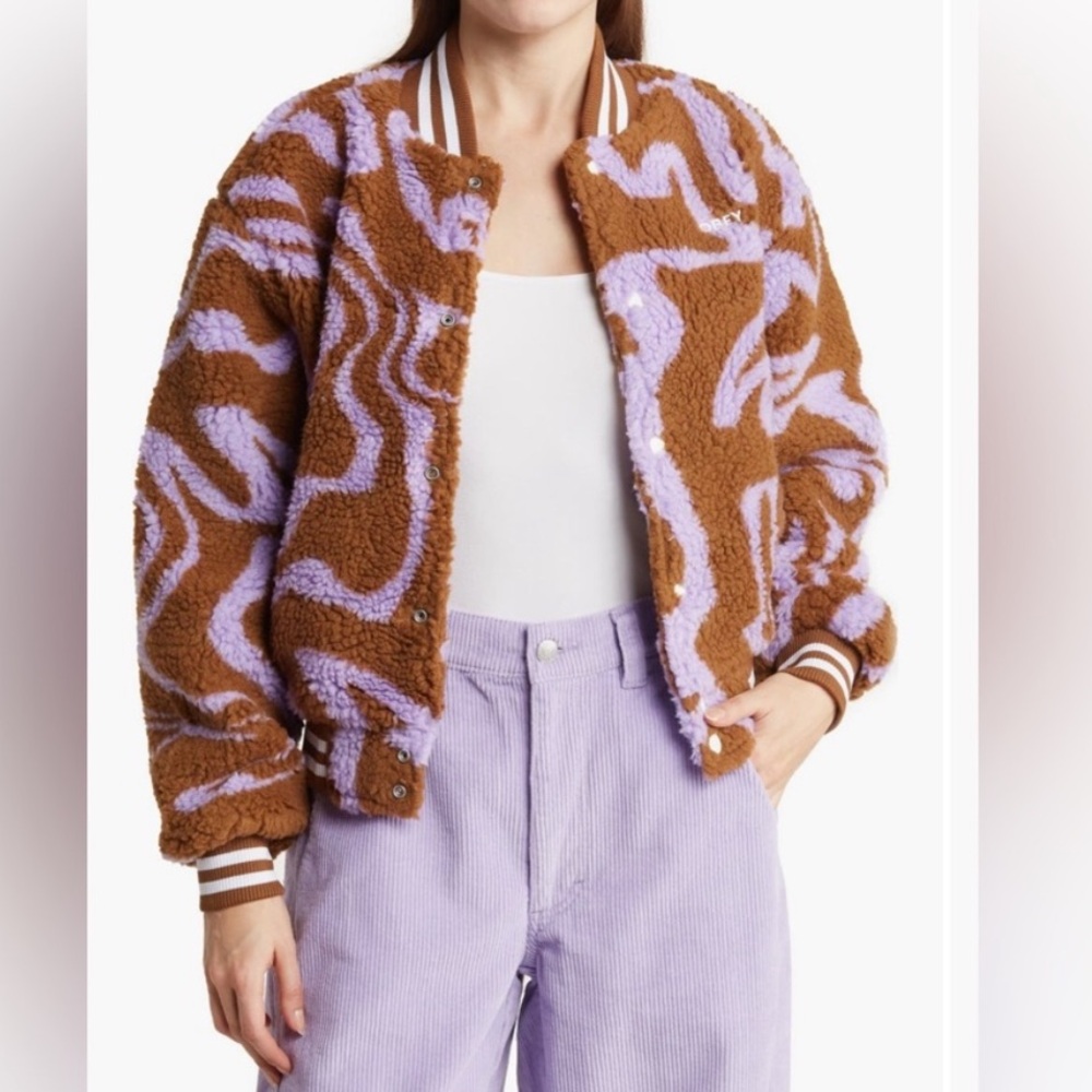 Obey fleece varsity jacket